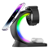 4 in 1 Magnetic Wireless Charger Fast Charging Station for iPhone, Watch & AirPods Pro with Atmosphere Light