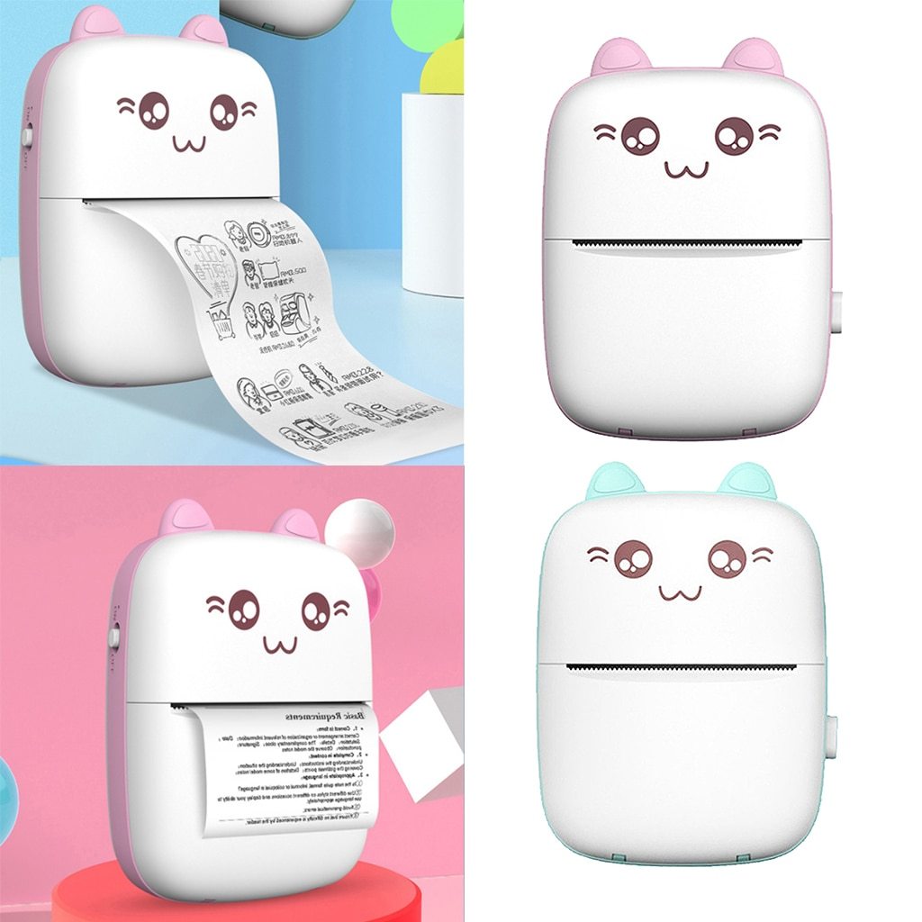 Portable Mini Bluetooth WiFi Printer – Mobile Phone Photo, Title, Note, Hot Print Pocket Student Error Label Printer (New Wrong Printer)