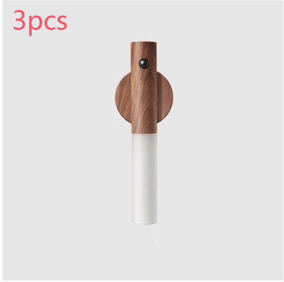 PIR Motion Sensor Auto LED USB Magnetic Wood Wireless Night Light – Wall & Cabinet Lamp for Porch, Corridors