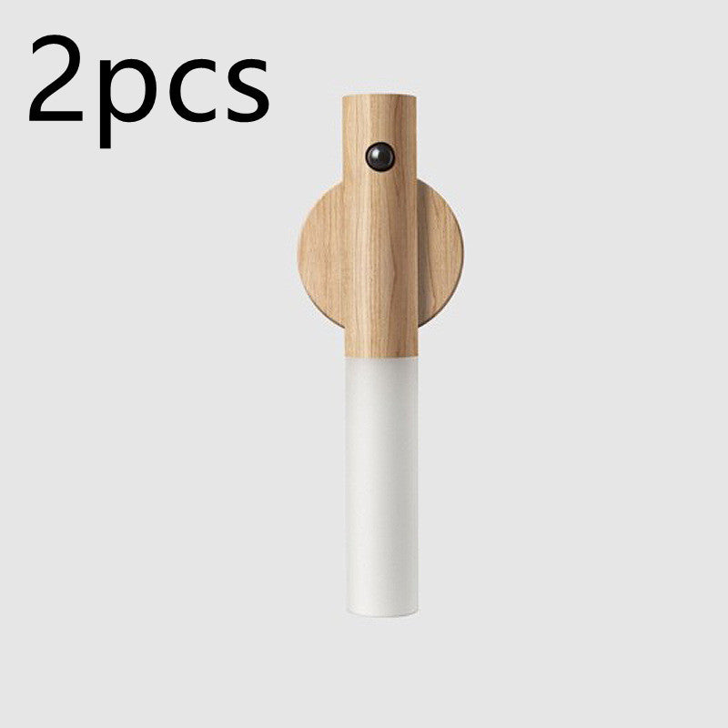 PIR Motion Sensor Auto LED USB Magnetic Wood Wireless Night Light – Wall & Cabinet Lamp for Porch, Corridors