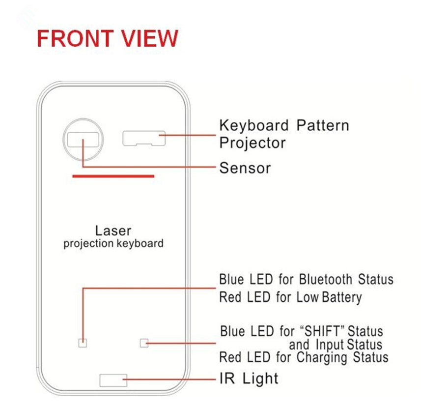 LEING FST Virtual Laser Keyboard | Bluetooth Wireless Projector & Mouse Function for Phone, Computer, Pad