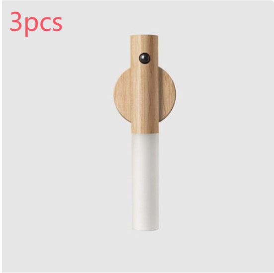 PIR Motion Sensor Auto LED USB Magnetic Wood Wireless Night Light – Wall & Cabinet Lamp for Porch, Corridors