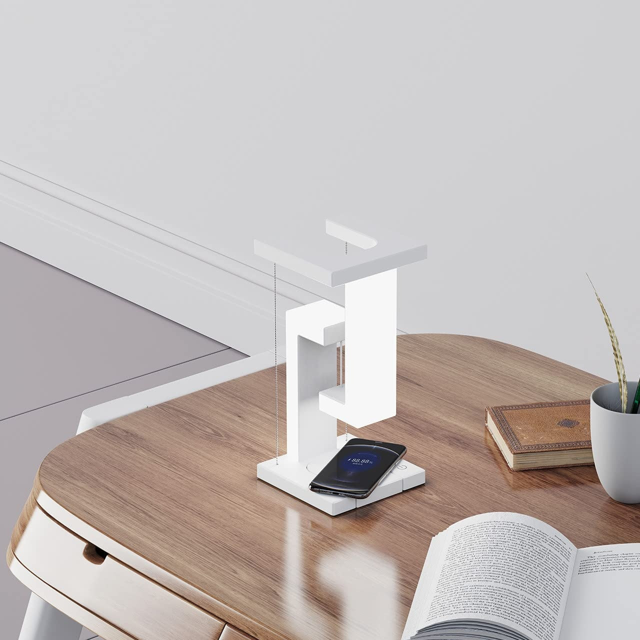 Creative Floating Balance Lamp – Smartphone Wireless Charging Suspension Table Lamp for Home Bedroom