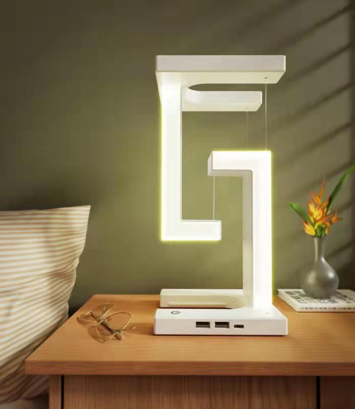 Creative Floating Balance Lamp – Smartphone Wireless Charging Suspension Table Lamp for Home Bedroom