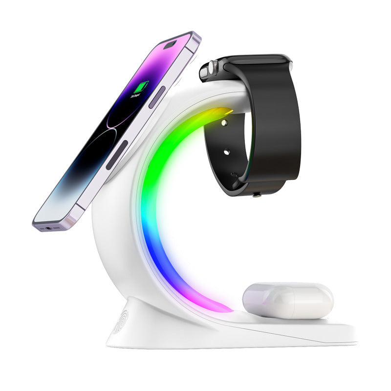 4 in 1 Magnetic Wireless Charger Fast Charging Station for iPhone, Watch & AirPods Pro with Atmosphere Light