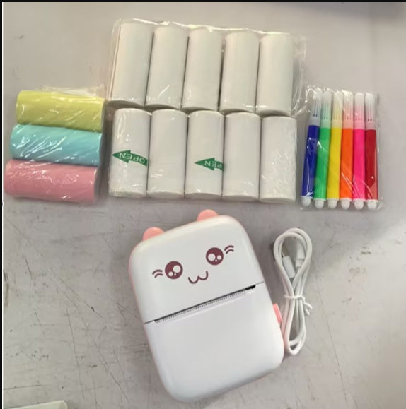 Portable Mini Bluetooth WiFi Printer – Mobile Phone Photo, Title, Note, Hot Print Pocket Student Error Label Printer (New Wrong Printer)