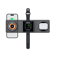 Transparent 3 in 1 Magnetic Folding Wireless Charger Station – Fast Charging for iPhone, iWatch & AirPods