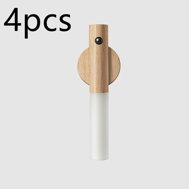 PIR Motion Sensor Auto LED USB Magnetic Wood Wireless Night Light – Wall & Cabinet Lamp for Porch, Corridors